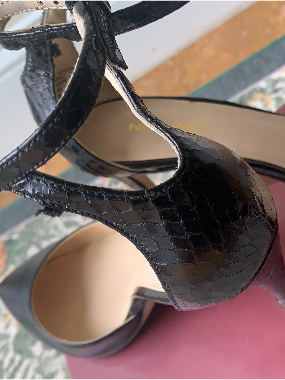 Nine West Black Pointed Toe Ankle Strap Heels - Picture 6 of 8